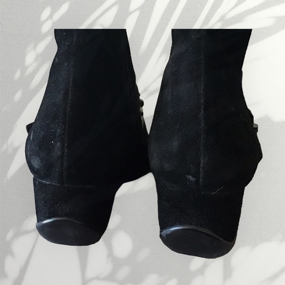 Ankle Boots Black Faux Suede Zipper Studs Round Toe Size 8.5 - Picture 5 of 6